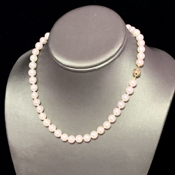 Akoya Pearl Necklace 14k Yellow Gold 16" 8 mm Certified $3,590 113102 - Picture 7 of 8